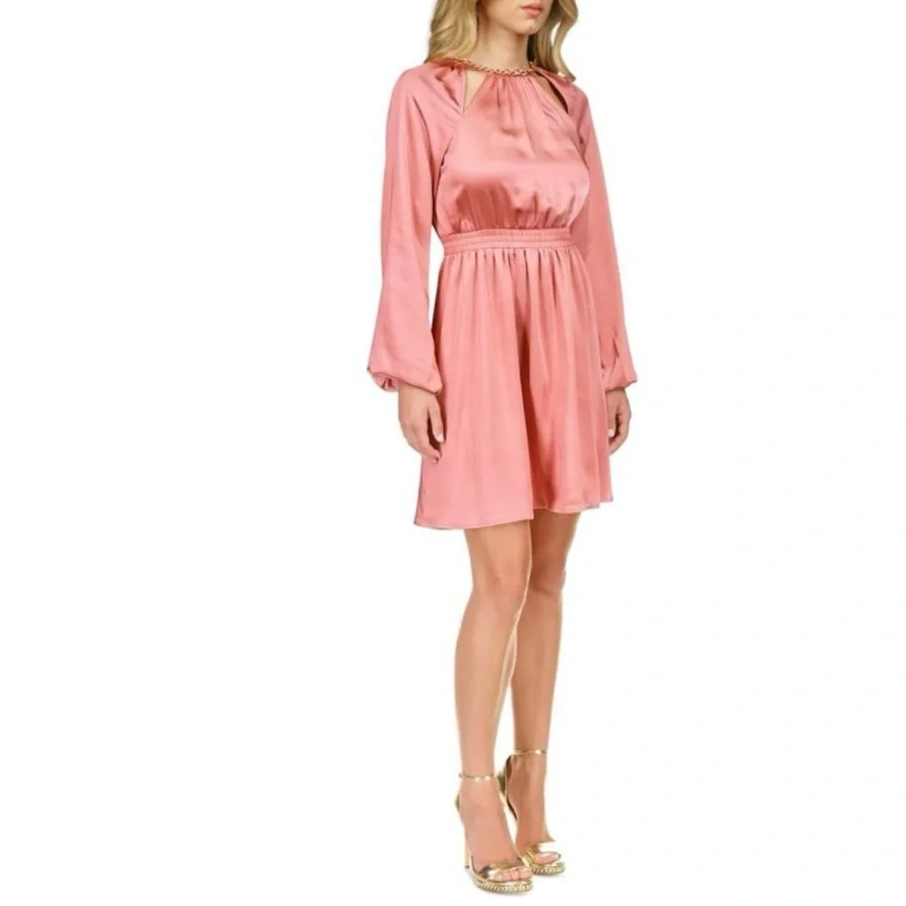 Michael Kors Pink A-Line Bishop Sleeve Dress​‎ - Picture 3 of 5